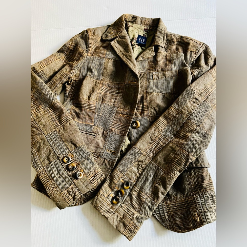 GAP Y2K Women's Plaid Patchwork Blazer
